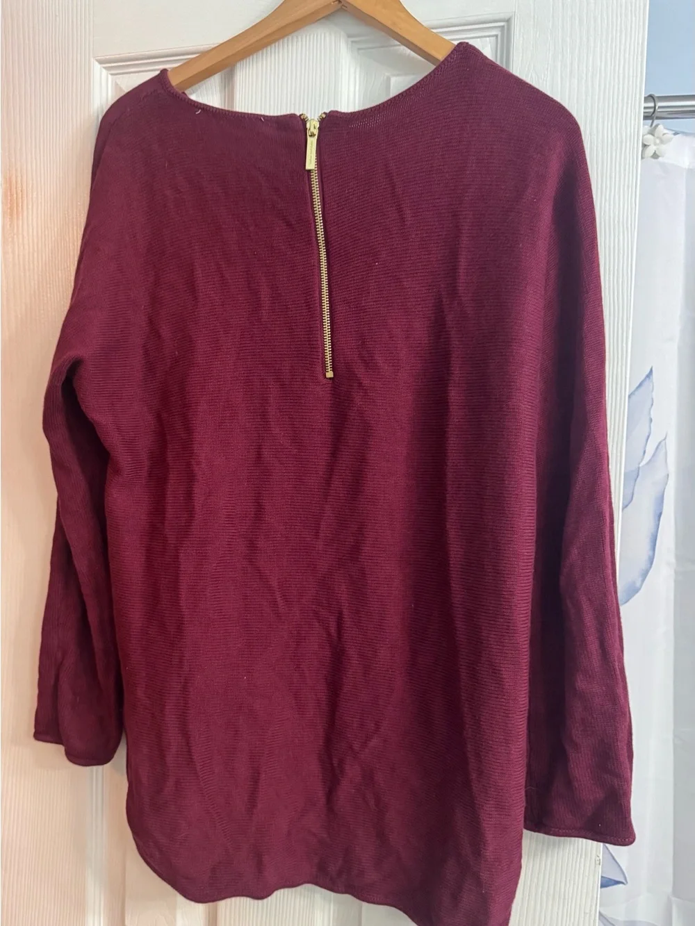 Michael Kors Long Sleeve Boatneck Top in Deep Burgundy
